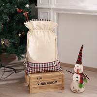 Sac de Noël personnalisé en toile brodée à rayures, sac cadeau à cordon de serrage à carreaux, sac de festival, sac de Père Noël, grand sac de rangement – Vente en gros