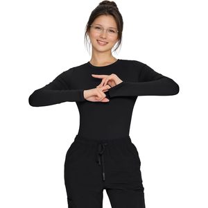 Women <b>Long</b> <b>Sleeve</b> Scrub <b>Undershirt</b> High Neck Breathable Spandex Cotton 3 Pack for Nurse Uniforms - Product Image 4
