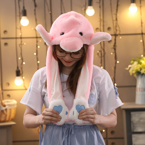 2025 New Arrivals Kawaii <strong>Rabbit</strong> Ear Moving LED Light Glowing <strong>Plush</strong> <strong>Hat</strong> Funny Animal Fur <strong>Hat</strong> Air Pumping Stuffed Animal Toys - Product Image 2
