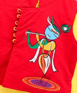 Twisha – Vêtements ethniques élégants pour garçons, Kurta jaune et rouge associé à un pyjama et une veste imprimée (6 mois – 8 ans) - Product Image 3