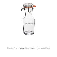 Carafe en verre 50 cl H 21,1 cm Ø 7,3 cm avec couvercle et joint hermétique Lock-Eat Bormioli Rocco