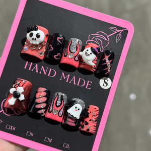 Venta al por mayor 10 Uds <span class=keywords><strong>colores</strong></span> <span class=keywords><strong>de</strong></span> Halloween diseño único pato hecho a mano a presión <span class=keywords><strong>uñas</strong></span> postizas <span class=keywords><strong>uñas</strong></span> artificiales <span class=keywords><strong>para</strong></span> los dedos - Product Image 1