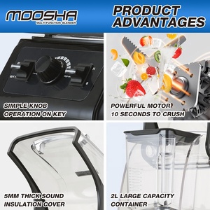 Mixeur Commercial Haute Performance 1500W 2200W pour Smoothies aux Fruits, Jus et Préparation Culinaire, <span class=keywords><strong>avec</strong></span> Couvercles, Capacités 1.5L et 2L - Product Image 2