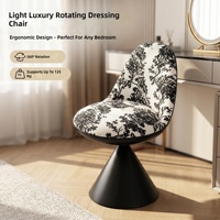 Tabouret de maquillage pivotant en métal de style italien, léger et luxueux, avec dossier, pour la maison, la chambre à coucher, la table de maquillage, la chaise de manucure