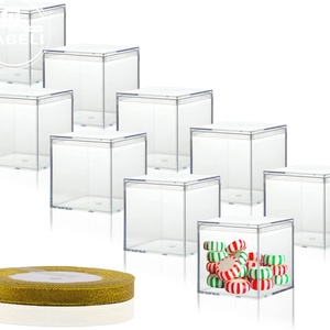 YAGELI Transparent Square Cube <b>Small</b> Acrylic <b>Storage</b> <b>Box</b> Silk-Screen Printing Custom Logo Custom Thickness Display Gift <b>Box</b> Lids - Product Image 1