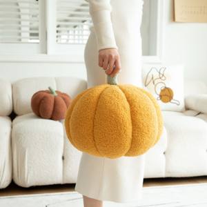 Cute Pumpkin Throw Pillow <b>Plush</b> Decorative Cushion Cover For Bedroom Sofa Home Decoration Round Shape Polka Dot Pattern - Product Image 5