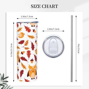 Owl Design 20oz Stainless <b>Steel</b> Tumbler Insulated <b>Water</b> <b>Bottle</b> with Leak-Proof Lid & Straw for Adults 800ml Capacity - Product Image 3