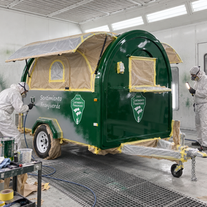 Remorque alimentaire compacte rétro personnalisée avec deux fenêtres de service, chariot de concession remorquable pour café et snacks, idéal pour les événements extérieurs - Product Image 2