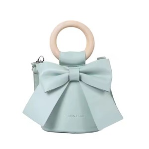 Women's Fashionable PU <b>Leather</b> <b>Cross</b> <b>Body</b> Bucket <b>Bag</b> PVC Lining Bow Shoulder Messenger Design Custom Logo for <b>Lady's</b> Spring - Product Image 1