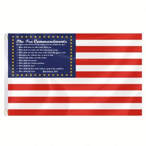 Drapeau des Dix Commandements 3x5 pieds avec œillets en laiton aux couleurs vives, bannière extérieure en polyester 100D pour décoration - Product Image 1