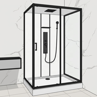 Cabine de douche intelligente dissimulée avec porte à charnières, cabine de douche numérique pour salle de bain moderne