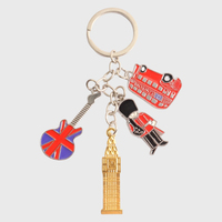 JOYSON Porte-clés en métal avec pendentif mignon en forme de boîte aux lettres miniature, pendentif bus à deux étages britannique, breloques Big Ben de Londres, cadeaux souvenirs