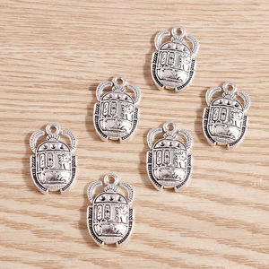 WENY 10 Pezzi per Confezione <span class=keywords><strong>Nuovo</strong></span> Ciondolo Animale, <span class=keywords><strong>Scarabeo</strong></span> Egiziano in Argento Antico, Accessorio per Bracciale - Product Image 4