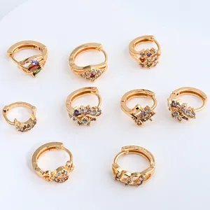 Đẹp nhỏ Cuff Hoop Huggies Bông tai 18K mạ vàng CZ Zirconia Bông tai trang sức cho phụ nữ