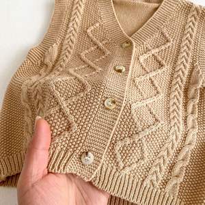 Otoño 2024, ropa para niños, <span class=keywords><strong>chaleco</strong></span> tejido con giros de masa frita, suéter de primavera y otoño, cárdigan, <span class=keywords><strong>chaleco</strong></span> sin mangas - Product Image 3