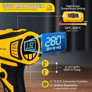 <span class=keywords><strong>Pistola</strong></span> de Calor Inalámbrica con Temperatura Ajustable Digital, Compatible con Baterías Dewalt, <span class=keywords><strong>Makita</strong></span> y Milwaukee, <span class=keywords><strong>Pistola</strong></span> de <span class=keywords><strong>Aire</strong></span> <span class=keywords><strong>Caliente</strong></span> Portátil Personalizada - Product Image 5