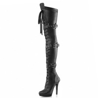 Bottes noires à talon fin de 13 cm, nouvelle collection 2021, pour pole dance, bottes sexy pour boîte de nuit, à lacets, talons hauts, chaussures pour travestis