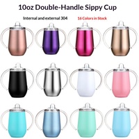 Bouteille isotherme en acier inoxydable 304 de 10 oz avec double poignée, grande capacité, pour enfants, avec bec verseur et design coquille d'œuf, vente en gros