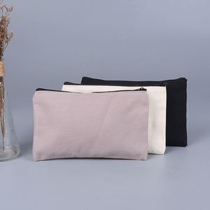 Promotional Cotton Makeup Pouch Canvas Zipper <b>Bag</b> for Cosmetics With Satin Lining <b>Toiletry</b> <b>Bag</b> Custom Logo Canvas Cosmetic <b>Bag</b> - Product Image 3
