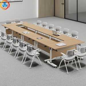 Factory Whole Sale Steel <b>Folding</b> <b>Table</b> With Wheels Training <b>Table</b> Large Conference Room Combination Meeting <b>Table</b> Good Price - Product Image 5