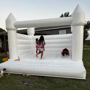 Casa de casamento inflável castelo branco saltando para crianças festa de aniversário comercial PVC