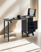 Table à ongles portable en métal, chariot de maquillage multifonctionnel moderne pour salon de beauté, ensemble de mobilier de salon rose