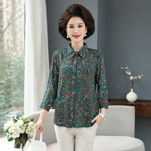 6XL Blusa <span class=keywords><strong>de</strong></span> mujer mayor Primavera <span class=keywords><strong>Verano</strong></span> manga larga estampado madre camisas Casual Cardigan Tops <span class=keywords><strong>abuela</strong></span> Blusa - Product Image 6