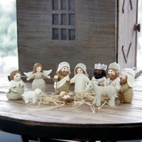 Figurines de Noël de style européen pour la famille, combinaison de personnages, décoration de fenêtre pour salon, accessoires photo, artisanat en résine à paillettes