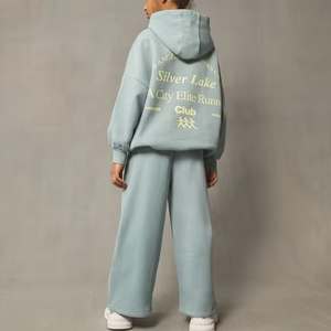 Vêtements personnalisés pour enfants filles Sweat-shirt imprimé automne hiver Pantalon de survêtement large Pantalon de survêtement Ensemble de vêtements pour filles 2 pièces - Product Image 1