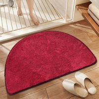 Tapis de bain semi-circulaire à poils longs, lavable en machine, absorbant, antidérapant, en polyester doux, pour salle de bain, entrée, sol