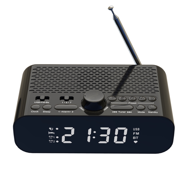 Portable Retro Led Display Bedside Alarm Clock Radio with Bt Speaker Fm Clock Radio