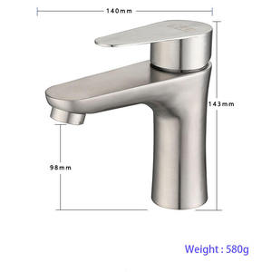 304 Stainless Steel Cold and Hot <b>Brushed</b> Nickel Color Wholesale Manufacturing Ceramic Cartridge Basin Faucet - Product Image 4