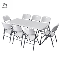 Table de pique-nique pliable en plastique blanc, moderne, enduite de poudre, portable, durable, best-seller des fournisseurs