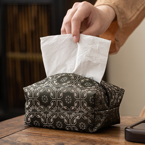 Boîte à mouchoirs en tissu brodé fait main, style chinois, luxe, pour le bureau, accessoires pour la cérémonie du thé - Product Image 3