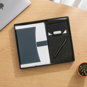 Premium A4 PU Leather Notebook Organizer Set with Pen and Card Holder Gift Pack PU Notebook Metal Pen Visiting Card <b>Box</b> & Keyrin - Product Image 3