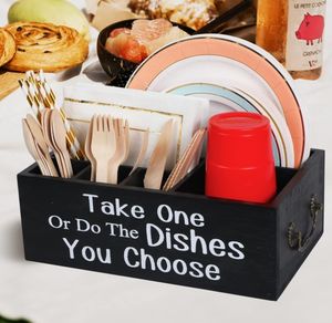 Bandeja pequeña <span class=keywords><strong>de</strong></span> papel, soporte para cubiertos, caja <span class=keywords><strong>de</strong></span> almacenamiento, <span class=keywords><strong>dispensador</strong></span> <span class=keywords><strong>de</strong></span> madera para fiestas y picnics, para tazas, tenedores y cucharas - Product Image 5