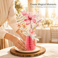 BBGS 9 pièces/ensemble Centres de table romantiques en papier nid d'abeille à thème fleurs sauvages pour anniversaire, mariage, baby shower, décorations de table sur le thème du printemps NOUVEAU