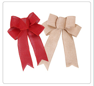 Sortierte Jute-Leinen Weihnachtsschleifen Vorgebundene Christbaumschmuck DIY-Zubehör für Geschenkverpackung und Weihnachtsdekoration - Product Image 3