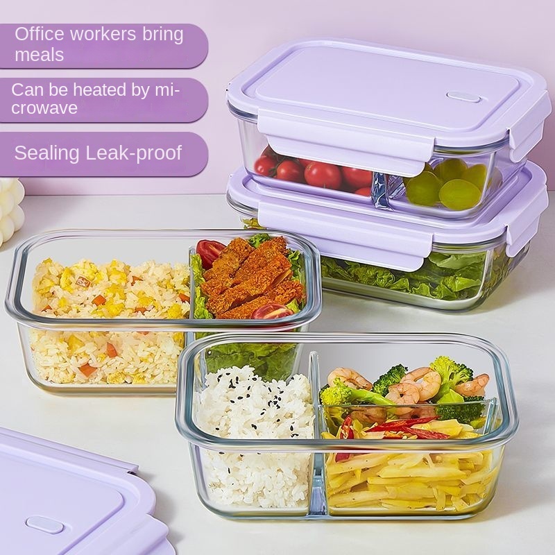 Purple High Borosilicate Glass Food Storage Containers Back School Meal Prep Leak-Proof Microwave Dishwasher Safe Stackable