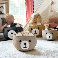 Paniers de rangement pour animaux Ours 10.5 \ "D X 8.5 \" H Corde en coton marron Paniers pour cadeaux de douche de bébé Poignées Paniers