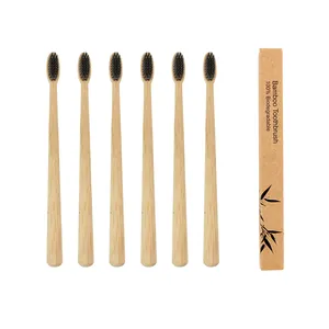 dropshipping products 2022 organic products Black nylon bristle small cone travel kit bamboo toothbrush