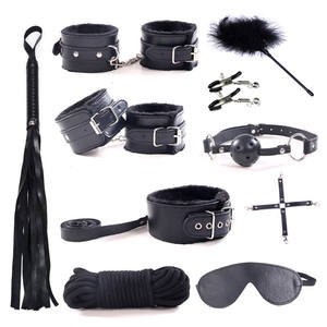 Neue BDSM Bondage Restraint Sexspielzeug Erwachsene Frauen BDSM Kit Cosplay Weiche Schwarze Tasche Leder OEM Plüsch Artikel Sets Anzug Farb paket - Product Image 4