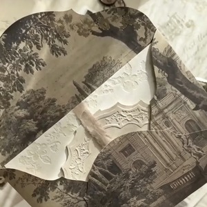 Set <span class=keywords><strong>di</strong></span> Biglietti d'Auguri Personalizzati per Matrimonio, con Goffratura, Nastro in Raso, Schizzo <span class=keywords><strong>di</strong></span> Castello, Busta e Carta Artistica con Stampa a Rotocalco - Product Image 3