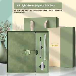 Wholesale Luxury Office Custom Logo A5 Paper Embossed Notebook Planner Journal with USB Pen Gift Box Corporate Event Gift Set - Product Image 1