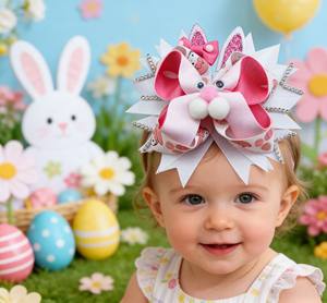 Pinza para el pelo de Pascua y Primavera, Diadema con diseño de <span class=keywords><strong>pollito</strong></span>, Accesorios para el pelo con diseño de conejo de Pascua, Pinza para el pelo infantil, Accesorios para el pelo de boutique Peep - Product Image 1