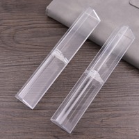 Étui à stylo en acrylique en stock étui à stylo à bille hexagonal triangle rond étui à stylo cadeau scolaire simple double sac à crayons