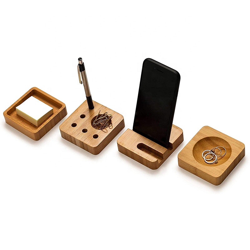 4-Pc Бамбуковый стол аксессуар Многофункциональный бамбуковый набор, бамбук, аксессуары или ручка для хранения, бамбуковый деревянный органайзер для канцелярских товаров
