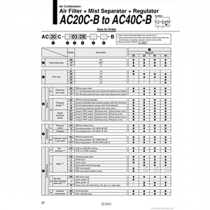 การรวมกันของลม AC20C-01E-B ชิ้นส่วนนิวเมติก SMC - Product Image 1