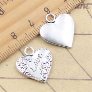 จี้หัวใจน่ารัก19x18มม. ทำด้วยมือจี้เงินธิเบตสไตล์วินเทจแบบ DIY สำหรับสร้อยข้อมือสร้อยคอ - Product Image 3