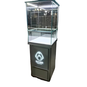 <span class=keywords><strong>Colonne</strong></span> de présentation de bijoux autoportante moderne avec éclairage LED et <span class=keywords><strong>vitrine</strong></span> <span class=keywords><strong>en</strong></span> <span class=keywords><strong>verre</strong></span> pour centre commercial de luxe, boutique de détail - Product Image 1